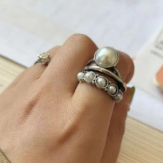 Alloy Three-Layered Open Ring